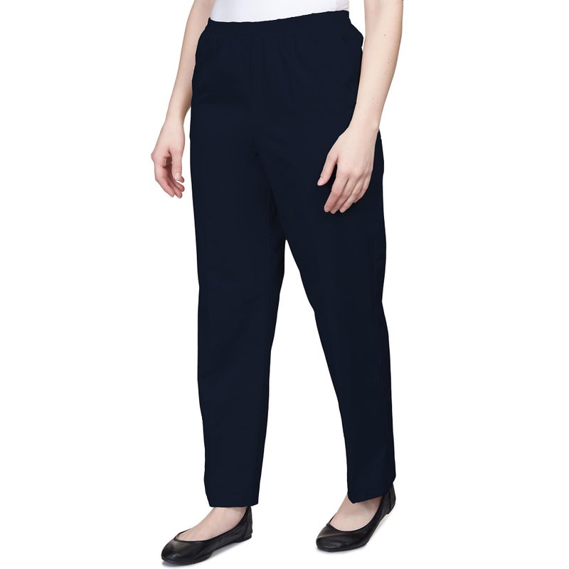 Alfred Dunner Womens Soft Twill Mid-Rise Regular Fit Straight Leg Regular Length Casual Pant Navy Size 10 - Image 3